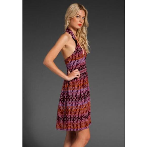 TRINA TURK Silk Dress the Campania Loop Halter Cocktail Dress Women's Size 10 - Picture 3 of 16